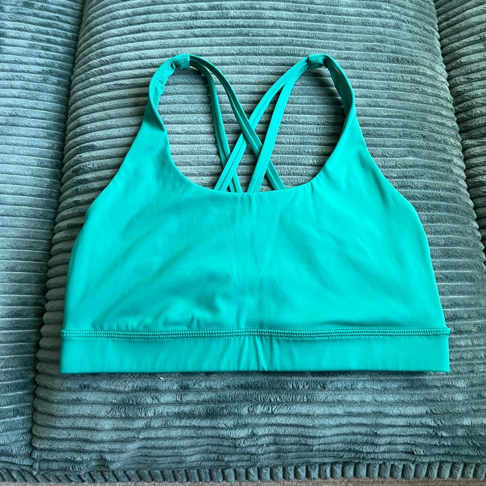 CRZ YOGA Naked Feeling Strappy Back Sports Bra in Cascadia Green